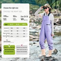 Moterų jūros kranto kombinezonas su neperšlampamais batais - Viso/pusės kūno žvejybos lietpaltis Size 39 (fits 38-39) gray