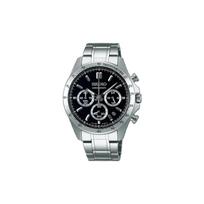 SEIKO 100 metrų atsparumas vandeniui datos rodymas chronografas Kvarcinis Plieninė apyrankė vyriškas laikrodis juodas ciferblatas SBTR013 juoda
