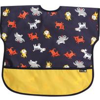 Pli? color matching waterproof short-sleeved bib, 1 piece, 01 dark blue animal white