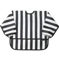 Pli? Infant's NEW waterproof long-sleeved bib, 32 black vertical stripes, 1 piece, 1 piece gray