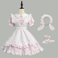 2023 m. Seksuali Moterų Apranga Anime ilga suknelė Prijuostė Suknelė Lolita Suknelės Vyriški Kavinės Kostiumai Cosplay Kostiumai Suknelė Lolita M rožinė