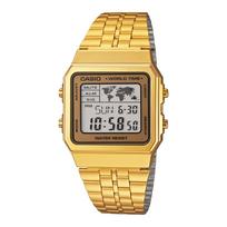 Casio Men's Stainless Steel Water Resistant Alarm Quartz Watch A500WGA-9 auksas
