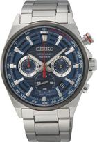 SEIKO Chronograph Quartz Watch SSB407P1, Blue Dial, Red Chronograph Hand, Stainless Steel Case, 10 ATM Water Resistant, Men's mėlyna