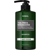 Kundal Tea Tree & Macadamia Deep Cleansing Shampoo Baby Powder Fragrance, 1.058L, 1 unit gray