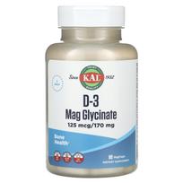 KAL, D-3 magnio glicinatas, 125 mcg/170 mg, 90 daržovių kapsulių