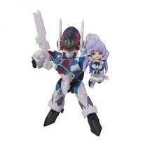 MAŽA SESIJA Macross Delta VF-31S Siegfried (Arado Melders mašina) su Mikumo Guinnemer maždaug. 100 mm PVC ir ABS dažyta judinama figūrėlė gray