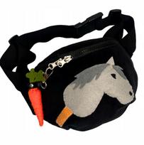 Fanny pack hobby horse, bum bag, bag with a horse gray