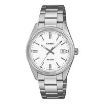 CASIO Standard Analog Watch UTP-1302PD-7AV Unisex White Silver Coin-Edge Bezel, Mid-Size Date Display gray