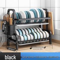 Nordic Carbon Steel Double-Layer Dish Drying Rack gray