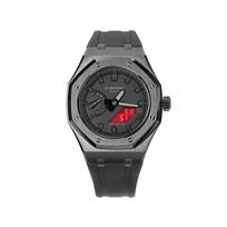 CASIO Unisex Liquid Crystal/Analog Dual Display Series 44.5mm Black Watch GA-2100-1A1(Team788--) Red Eyes gray