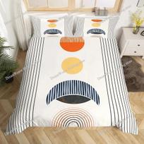 Mid Century Modern Duvet Cover Set King Abstract Geometric Balance Shapes Rainbow Sun Circles Boho Comforter Cover Bedding Sets9 EU Single 135*200cm/53x79in 3pcs white