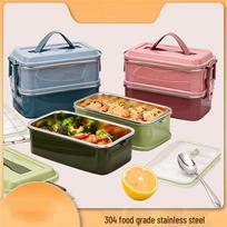 French Style Insulated Divided Bento Box gray