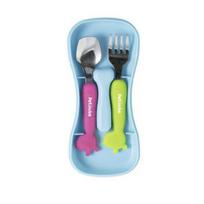 Petit Nube Silicone Infant Spoon Fork Step 1 + Case, 1 Set, YELLOW white