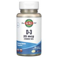 KAL, D-3, 25mcg (1,000IU), 100 softgels