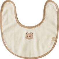 Baby & I four seasons embroidered cotton bib, gomi, 1 piece, 1 piece beige