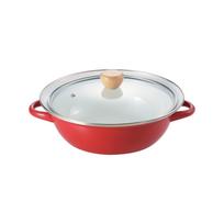 Pearl Metal Stalo 24cm Emalis Emalis su Stiklu IH 2–3 Raudonas Glazūruotas Puodas, Puodas, Dviejų Rankenų Puodas, Dangtis, Suderinamas, Žmonės, HB-6489 raudona