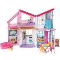 Barbie Malibu namas (Lėlė parduodama atskirai) Lėlių namelis su persirengimo elementais, žaidimai apsimetinėjant, vaidmenų žaidimai, nuo 3 metų amžiaus, Rožinis FXG57 pink