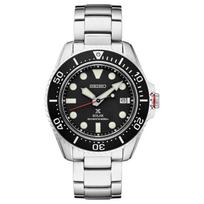 SEIKO prospex 200 metrų atsparus vandeniui saulės energija maitinamas kvarcinis plieninė apyrankė 42,8 mm vyriškas laikrodis juodas ciferblatas SNE589 juoda