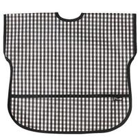 Pli? infant waterproof short-sleeved bib, 27 black check, 1 piece, 1 piece gray
