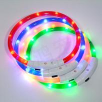 Šviečiantis antkaklis, šuns antkaklis, šviečiantis gyvūno antkaklis, šviečiantis kaklo antkaklis, USB įkraunamas LED šviesus šunų antkaklis L Length 70cm balta