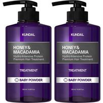 Kundal Honey & Macadamia Hair Treatment Baby Powder Fragrance, 500ml, 2 units gray