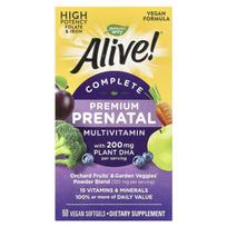 Nature's Way, Alive! Complete Premium Multivitamin for Pregnant Women, 200mg, 60 Veggie Softgels