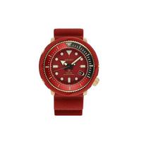 SEIKO Solar Quartz Movement Silicone Strap Watch Unisex Red Watch Dial SNE580P1 brown