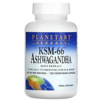 Planetinės žolelės, KSM-66® Ashwagandha šaknų ekstraktas, 600 mg, 120 daržovių kapsulių (300 mg vienoje kapsulėje)