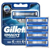 Gillette Mach3 Turbo Razor Blades, 4 pieces, 1 piece ,Korean razor blade gray