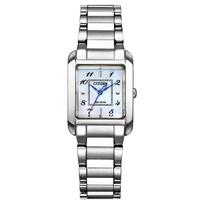Waterproof White Pearl SQUARE Collection Silver Watch [Citizen] Eco-Drive EW5600-87D Women's sidabras