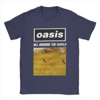Men O-Oasis Rock 90's Band T Shirt British Music Albums Cotton Clothing Vintage Short Sleeve O Neck Tees T-Shirts XXXL tamsiai mėlyna spalva