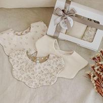 100th day birth gift bib set of 3, korean baby products gray