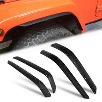 FUNY priekiniai ir galiniai ratų arkų praplatinimai Jeep Wrangler JK JKU, ratų arkų įdėklai ir 2007-2018 m. 4 durų modeliams, Off-Road (4 gabaliukai) juoda