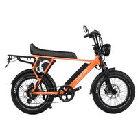 Electric Fatbike, 80km Range, 998Wh Samsung Battery, 75Nm Motor, Shimano 7-Speed, Hydraulic Brakes, Full LED Lights oranžinė