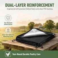 Waterproof Poultry Run Tarp PVC Coated Outdoor Cage Enclosure Chicken Coop Cover  Poultry House 86.61 × 57.09in beige