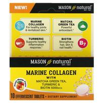 Mason Natural, Matcha Green Tea, Turmeric and Biotin, Marine Collagen with Peach and Mango, 5,000 mcg, 10 effervescent tablets