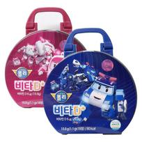 Robocar Poli Kūdikiams Vita D Plius geležies skardinė pakuotė persikų skonio gintaro spalvos 19,8g, 18 tablečių, 1 vnt.