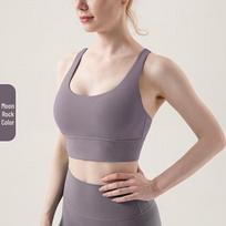 Women's High-Impact Lulustyle Cross-Back Sports Bra Tank blue