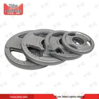 Three-Hole Baked Paint Cast Iron Barbell Weight Plate gray