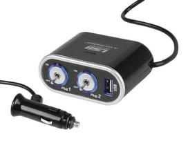 Dvigubas cigarečių žiebtuvėlio skirstytuvas 12/24V jungikliai, USB 1000 mA 1