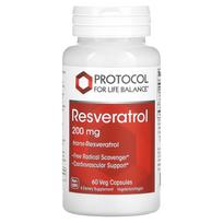 Protocol for Life Balance, resveratrol, 200mg, 60 veggie capsules