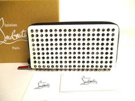 Autentiška Christian Louboutin Panettone White Leather Piniginė su užtrauktuku #9934 Refurbished