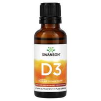 Swanson, Vitamin D3, High Potency, 2,000 IU (50 mcg), 1 fl oz (29.6 ml)