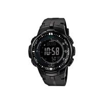 Casio Pro Trek Serijos Skaitmeninis Ekranas Lauko Laipiojimo Sporto Daugiafunkcis Vandeniui Atsparus Kvarcinis Mechanizmas Dervos Dirželis Laikrodis Vyriški laikrodžiai Juodas PRW-3000-1A Black Dial black