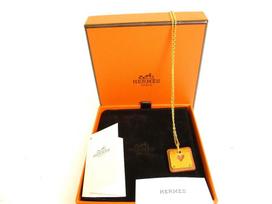 Authentic HERMES As de Coeur Pendant Small Gold Plated Veau Swift Necklace #9299  Open box