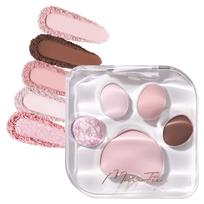 MilleFee Meow Paws Eyeshadow Palette Cat Eye Makeup Eyeshadow Cosmetics Glitter MilleFee Paw Palette (06 Omowaseburi) 5-Color gray