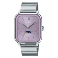CASIO MTP-M305D-6AV Men's Moon Phase Analog Stainless Steel Watch Lilac Dial gray