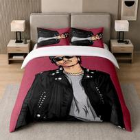 3Pcs Bed Set,Bruno Mars 1 Duvet Cover and 2 Pillowcases, Printed Bedding Decor For Guest Room 135cmx200cm white