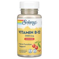 Solaray, vitamin B12, natural cherry flavor, sugar-free, 2000 mcg, 90 lozenges