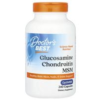 Doctor's Best, Gliukozamino Chondroitino MSM su OptiMSM, 240 daržovių kapsulių